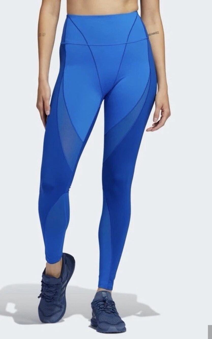 IVY PARK X Adidas Leggings Womens S High Waisted Rodeo Blue Mesh Panel Yoga/Walk